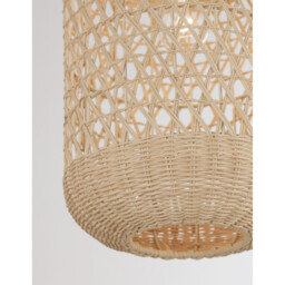 Aurora Dome Pendant Ceiling Light Natural Rattan Black Fabric Wire, Base LED E27 - thumbnail 5