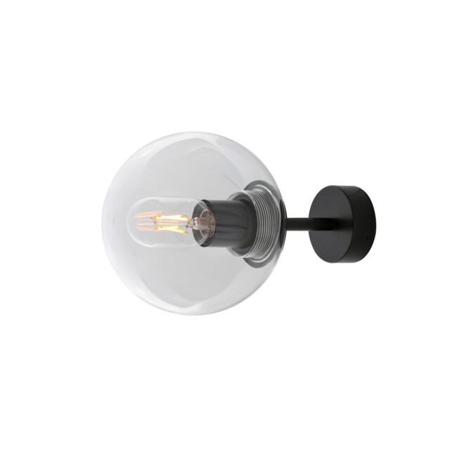 Venice Globe Wall Light, Matt Black, Clear Glass - image 1