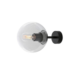 Venice Globe Wall Light, Matt Black, Clear Glass