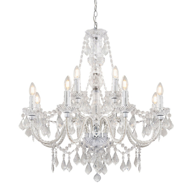 Clarence Decorative 12 Light Chandelier Polished Chrome with Clear Faceted Droplets - image 1
