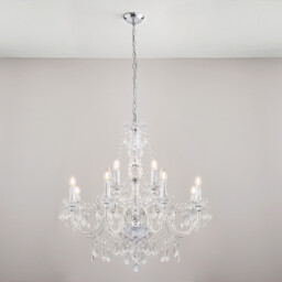 Clarence Decorative 12 Light Chandelier Polished Chrome with Clear Faceted Droplets - thumbnail 2
