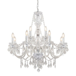 Clarence Decorative 12 Light Chandelier Polished Chrome with Clear Faceted Droplets - thumbnail 1