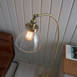Hansen 1 Light Floor Lamp Antique Brass, Glass, E27 - thumbnail 5