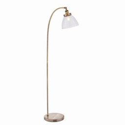 Hansen 1 Light Floor Lamp Antique Brass, Glass, E27