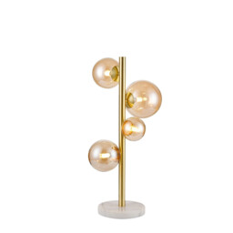 Marshall Table Lamp, 4 Light G9, Satin Gold, Amber Plated Glass - thumbnail 1