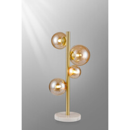 Marshall Table Lamp, 4 Light G9, Satin Gold, Amber Plated Glass - thumbnail 3