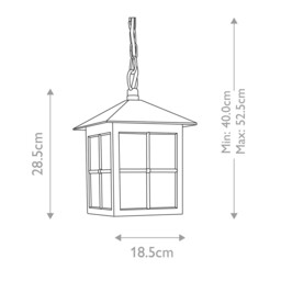 Winchester 1 Light Outdoor Ceiling Chain Lantern Black IP43, E27 - thumbnail 5
