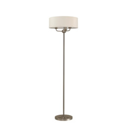Banyan 3 Light Switched Floor Lamp With 45cm x 15cm Dual Faux Silk Shade, Nude Beige/Moonlight Satin Nickel - thumbnail 5