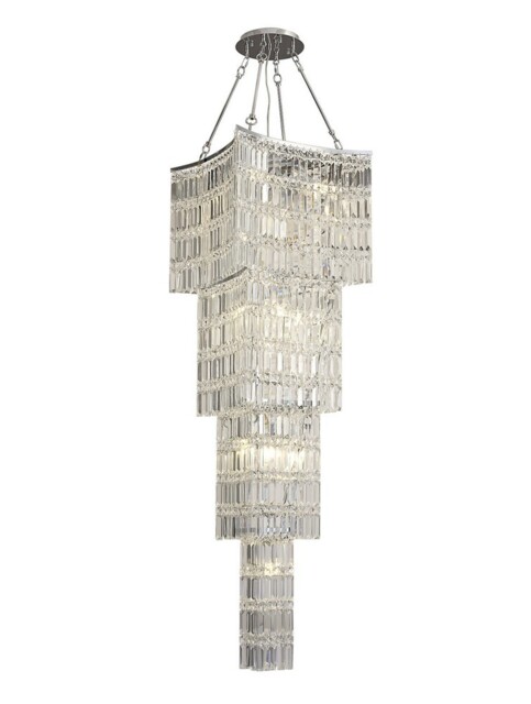 Gianni Tall Ceiling Pendant Chandelier 11 Light Polished Chrome, Crystal - image 1