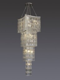 Gianni Tall Ceiling Pendant Chandelier 11 Light Polished Chrome, Crystal - thumbnail 2