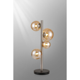 Marshall Table Lamp, 4 Light G9, Satin Nickel, Amber Plated Glass - thumbnail 3