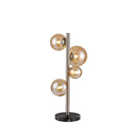 Marshall Table Lamp, 4 Light G9, Satin Nickel, Amber Plated Glass - thumbnail 1