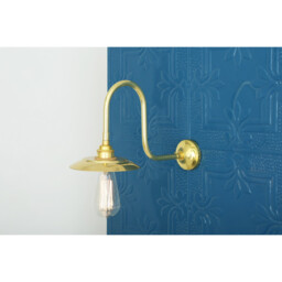 Reznor Outdoor Swan Neck Wall Light, Polished Brass - thumbnail 1