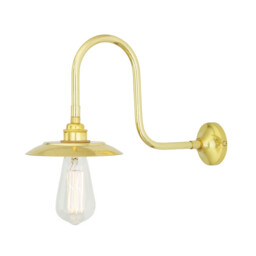 Reznor Outdoor Swan Neck Wall Light, Polished Brass - thumbnail 2