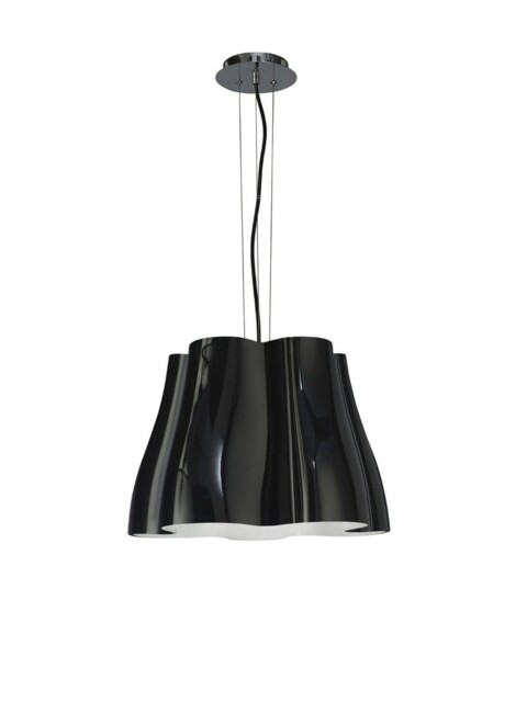 Miss Dome Ceiling Pendant 3 Light E27, Gloss Black, Polished Chrome - image 1