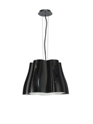 Miss Dome Ceiling Pendant 3 Light E27, Gloss Black, Polished Chrome - thumbnail 1