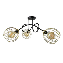 Mig Multi Arm Semi Flush Ceiling Light Black, Gold, 70cm, 3x E27