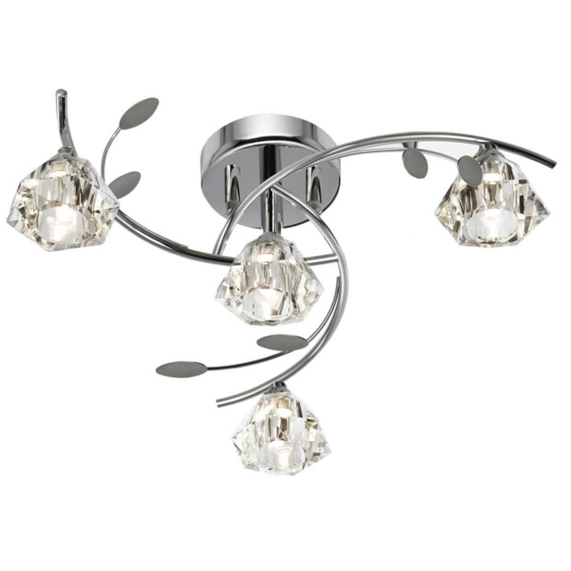 Sierra 4 Light Multi Arm Ceiling Semi Flush Light Chrome and Glass, G9 - image 1