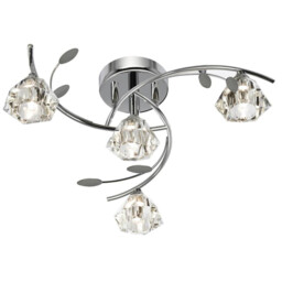 Sierra 4 Light Multi Arm Ceiling Semi Flush Light Chrome and Glass, G9