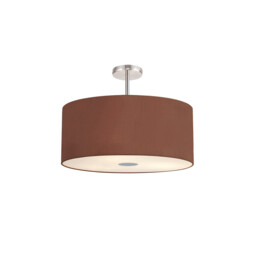 Baymont Polished Chrome 5 Light E27 Semi Flush Fixture With 60cm x 22cm Dual Faux Silk Shade, Cocoa/Grecian Bronze