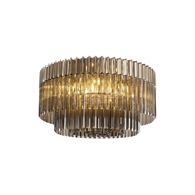Poland Ceiling Lamp Round 12 Light E14, Polished Nickel, Smoke Sculpted Glass, Item Weight: 28.7kg - image 1