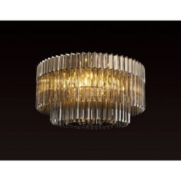 Poland Ceiling Lamp Round 12 Light E14, Polished Nickel, Smoke Sculpted Glass, Item Weight: 28.7kg - thumbnail 3