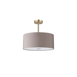Baymont Antique Brass 3 Light E27 Semi Flush With 40cm x 18cm x 18cm Faux Silk Shade, Grey/White Laminate - thumbnail 5