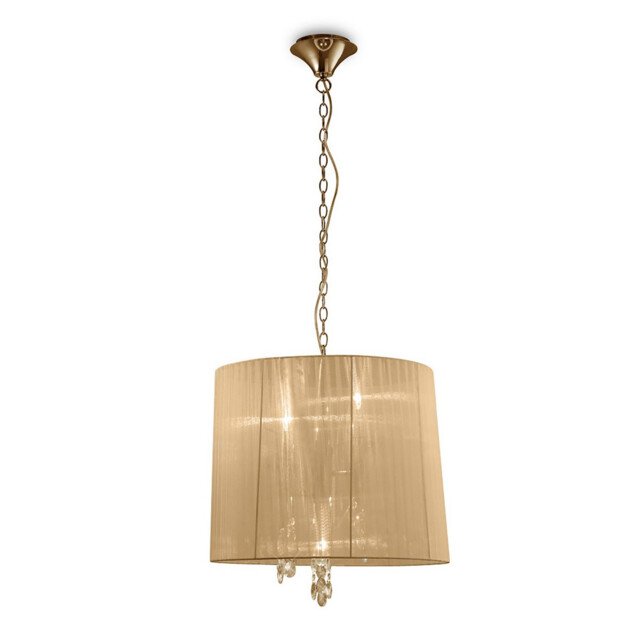Tiffany Pendant 3+3 Light E14+G9, French Gold With Soft Bronze Shade & Clear Crystal - image 1