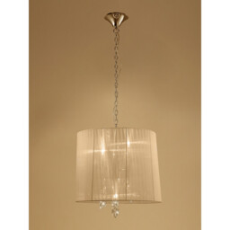 Tiffany Pendant 3+3 Light E14+G9, French Gold With Soft Bronze Shade & Clear Crystal - thumbnail 2