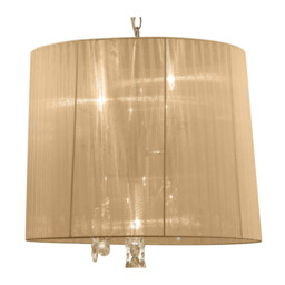 Tiffany Pendant 3+3 Light E14+G9, French Gold With Soft Bronze Shade & Clear Crystal - thumbnail 5