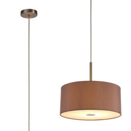 Baymont Satin Nickel E27 Single Pendant With 40cm x 18cm Dual Faux Silk Shade, Taupe/Halo Gold