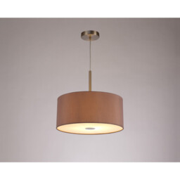 Baymont Satin Nickel E27 Single Pendant With 40cm x 18cm Dual Faux Silk Shade, Taupe/Halo Gold - thumbnail 2