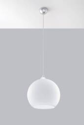 Ball 1 Light Glass Dome Ceiling Pendant White, Chrome, E27 - thumbnail 2