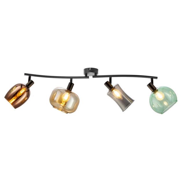 Telesto Ceiling Spotlight Bar Black Glass Shade 4x E14 - image 1