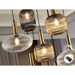 Norma 9 Light Cluster Pendant Ceiling Light Black, Brass, 3 Crystal Tones, E27 - thumbnail 3