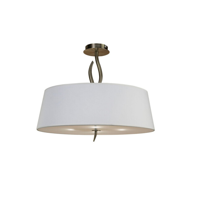 Ninette Semi Flush 4 Light E27, Antique Brass With Ivory White Shade - image 1