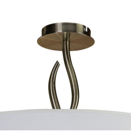 Ninette Semi Flush 4 Light E27, Antique Brass With Ivory White Shade - thumbnail 3