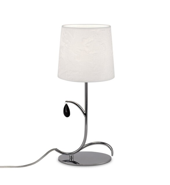 Andrea Table Lamp 45cm, Polished Chrome, White Shades, Black Crystal Droplets - image 1