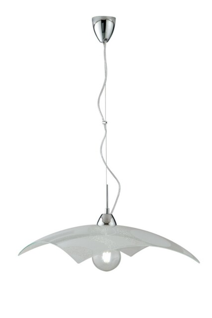Miro Glass Ceiling Pendant, Shiny White, Chrome, E27