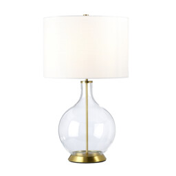 Orb Table Lamp with Round Shade Aged Brass - thumbnail 1