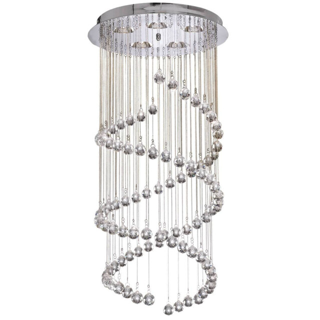 Hallway 5 Light Spiral Cluster Pendant Chrome with Crystals, G9 - image 1