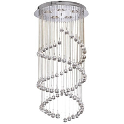 Hallway 5 Light Spiral Cluster Pendant Chrome with Crystals, G9