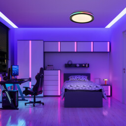 Gamer Ceiling 30W LED With Remote Control 3000K-6500K/RGB, 2000lm, Black, 3yrs Warranty - thumbnail 3