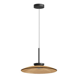 Aerisca 50cm Dome Pendant Ceiling Light Black Matt-Tawny Glass LED 2700-3000K Dimmable - thumbnail 1