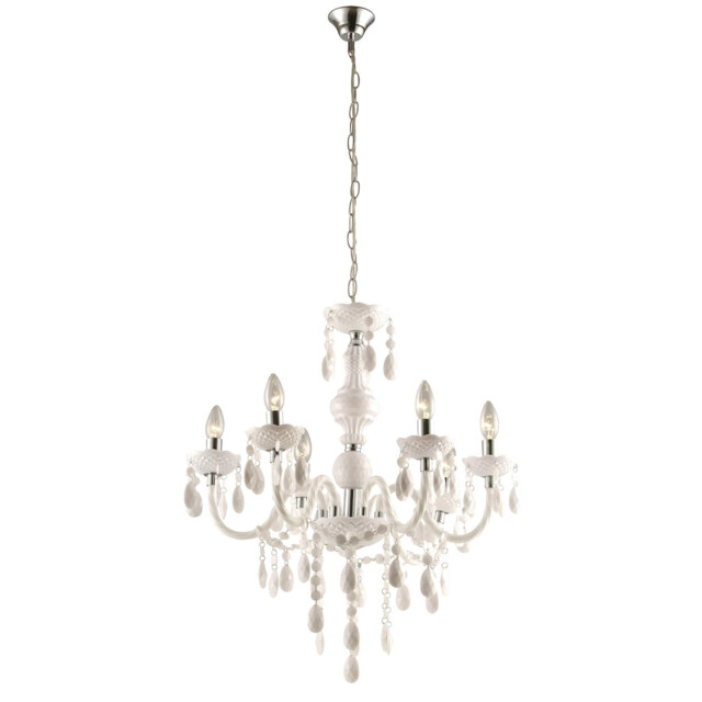 Cuimbra I White Chandelier Chrome Candle 6x E14 - image 1