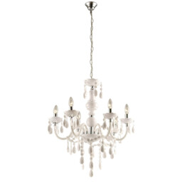 Cuimbra I White Chandelier Chrome Candle 6x E14 - thumbnail 1