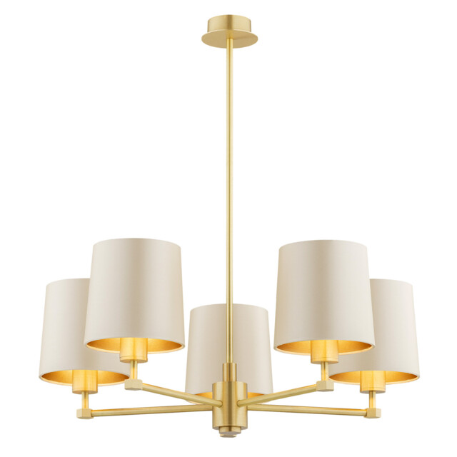 Princeton Multi Arm Pendant Ceiling 5 Light Beige (Gold Inside), Brushed Brass - image 1