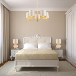 Princeton Multi Arm Pendant Ceiling 5 Light Beige (Gold Inside), Brushed Brass - thumbnail 3