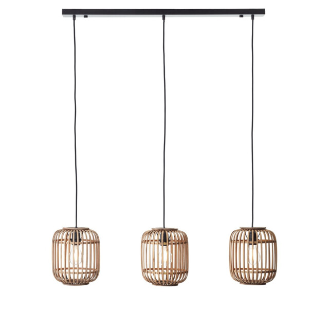 Mathias Bar Pendant Ceiling Lamp, Natural Bamboo, Plywood, Matt Black Paint - image 1