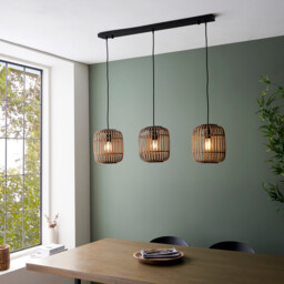 Mathias Bar Pendant Ceiling Lamp, Natural Bamboo, Plywood, Matt Black Paint - thumbnail 5